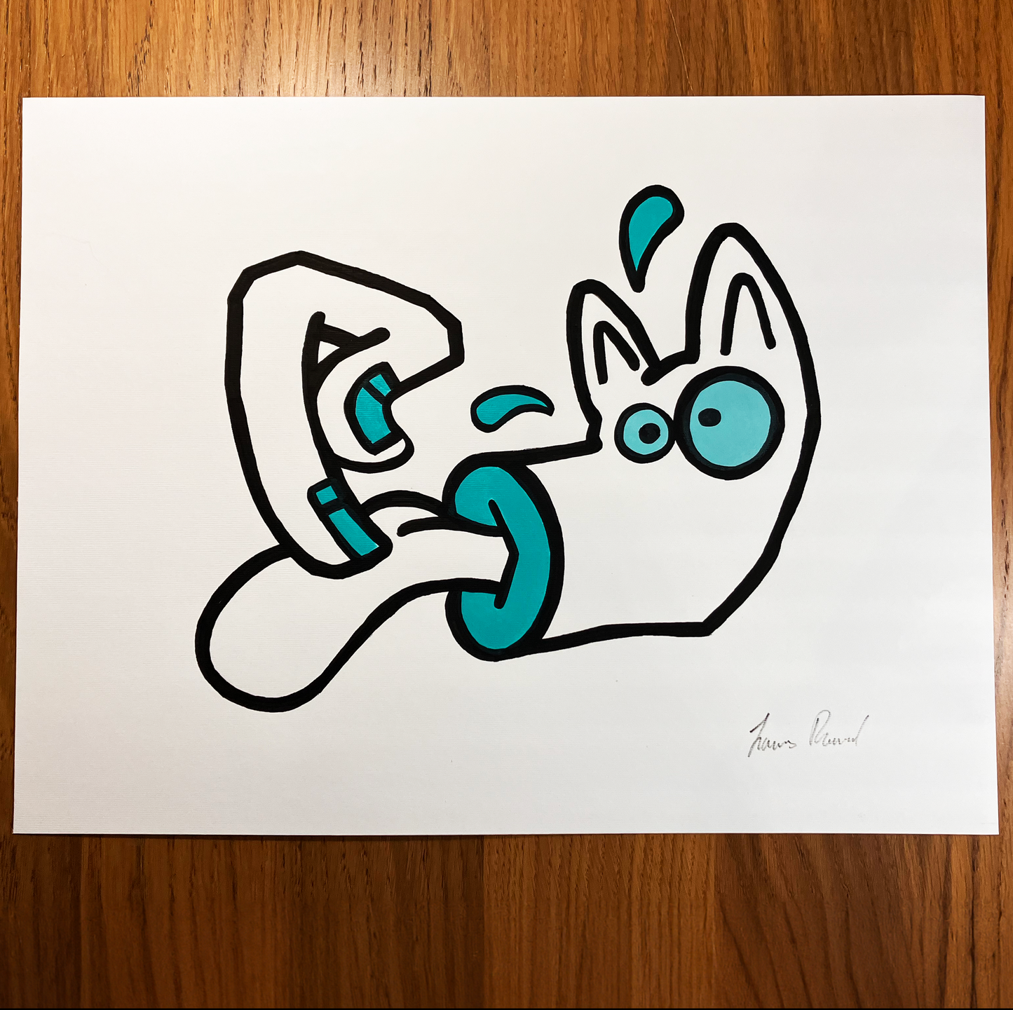 Tongue Poke Horse Artwork. Turquoise